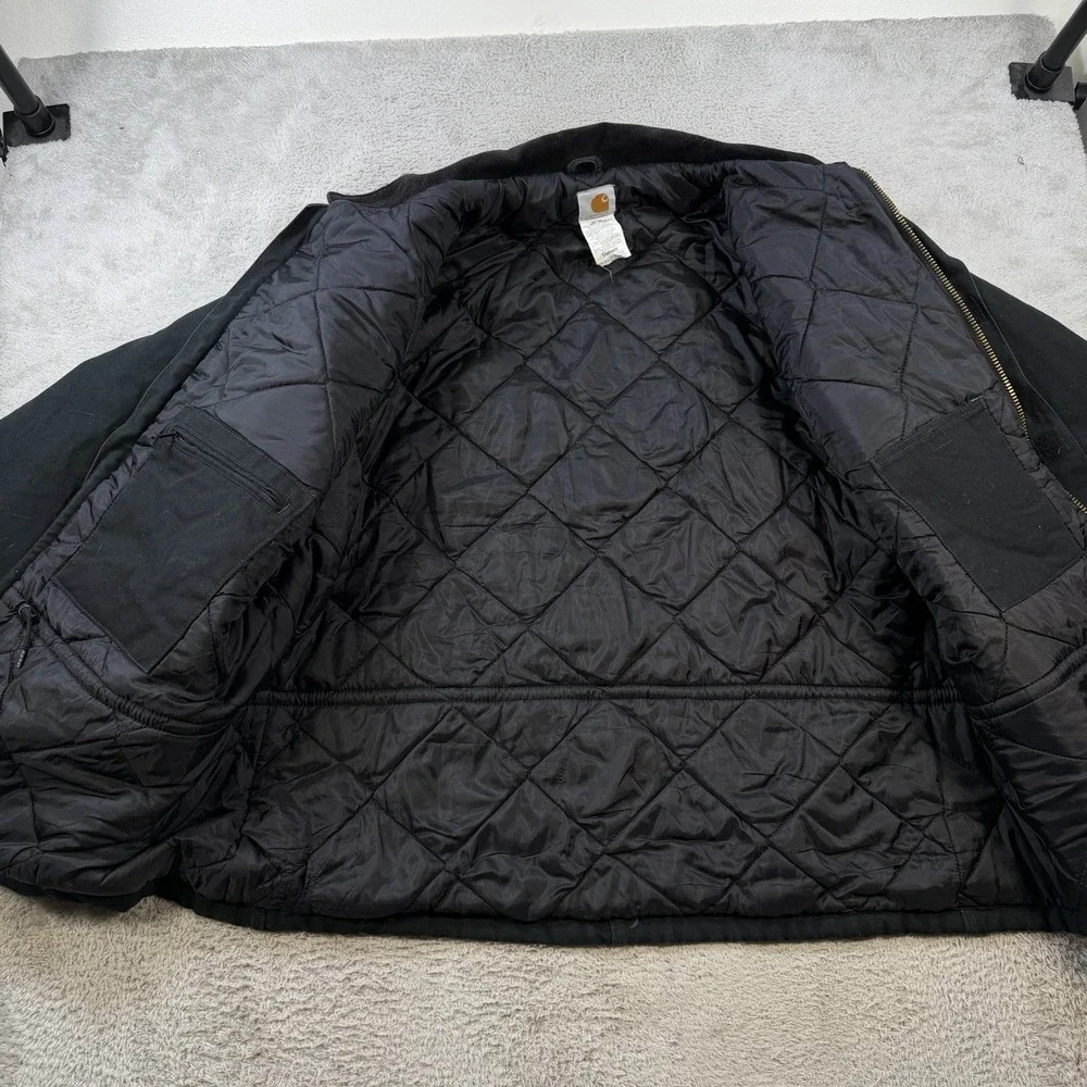 Vintage Carhartt Jacket Men 52 2XL Black Duck Canvas Quilt Lined Reflective Work